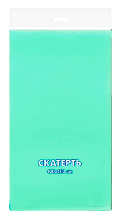 Скатерть 120*160 см "ЗЕЛЕНАЯ" 35 мкм, без рисунка в индив. упак. Интерпак