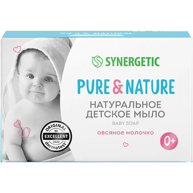 Мыло кусковое 90 гр "SYNERGETIC" ДЕТСКОЕ Овсяное молочко, натуральное