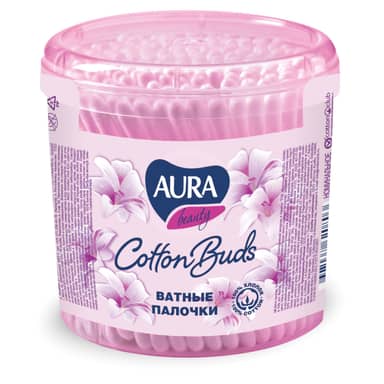 Ватные палочки для ушей "AURA" стакан круглый (200 шт.упак) Ватные палочки для ушей "AURA" стакан круглый (200 шт.упак)