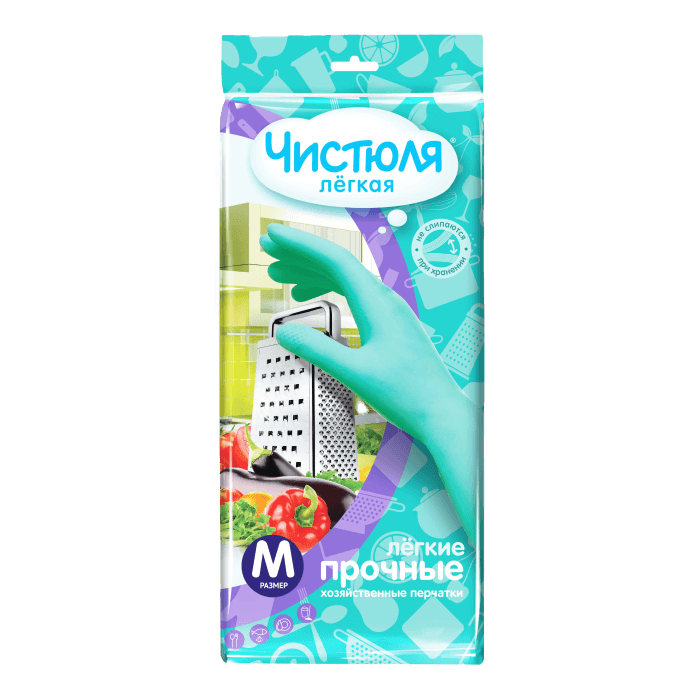 Перчатки латексные легкие "Чистюля" хозяйственные, прочные/пара, M Перчатки латексные легкие "Чистюля" хозяйственные, прочные/пара, M