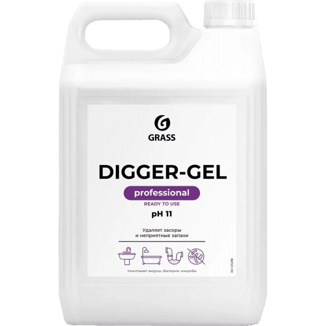 Средство для прочистки канализационных труб Grass DIGGER-GEL 5000 мл Средство для прочистки канализационных труб Grass DIGGER-GEL 5000 мл