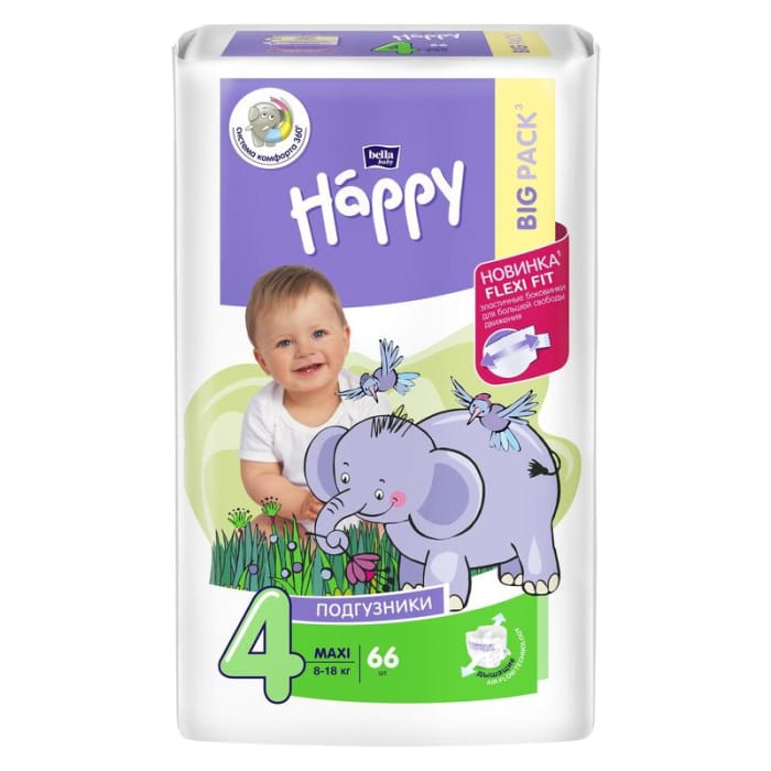 Подгузники гигенические для детей "Bella baby Happy Maxi" 8-18 кг/66 шт. Подгузники гигенические для детей "Bella baby Happy Maxi" 8-18 кг/66 шт.